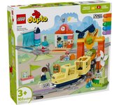 LEGO Duplo Mi Ciudad Gran Tren Comunitario Interactivo - Juguetes Educativos para Niños y Niñas de 3+ Años - Tren de Juguete Push&Go con Luces y Sonidos, 16 Vías y 4 Figuras 10428