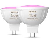 Philips Hue - Bombilla LED Inteligente, MR16, Luz Blanca y de Colores, regulable, 6.3W, Compatible con Amazon Alexa (Echo, Echo Dot) - Pack de 2 Bombillas LED inteligentes