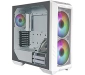 Cooler Master HAF 500 Caja PC Blanca - Mid-Tower, 2 Ventiladores ARGB Preinstalados de 200mm, Ventilador GPU Giratorio de 120mm, Refrigeración Versátil, Panel Lateral de Vidrio Templado, Top Extraíble