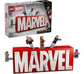 LEGO Marvel: Logotipo MARVEL y Minifiguras de Vengadores Capitán América, Hulk, Thor, Iron-Man y Viuda Negra, Maqueta 3D de Decoración, Juguete de Superhéroes para Niños y Niñas de 12 Años o Más 76313