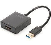 Adaptador de gráficos DIGITUS USB 3.0, USB A a HDMI tipo A, Full HD, 1920x1080 píxeles, plástico, negro