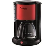 Moulinex FG360D11 Cafetera de goteo, 1000 W, 1.25 L, color negro y rojo