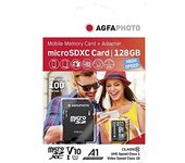 AgfaPhoto MicroSDXC UHS-I 128GB - Tarjeta de Memoria de Alta Velocidad Class 10, U1, V10