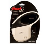 Flexi one for all s blanco - negro - correa automática para perros de hasta 30 kg - 5 m