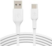 Belkin BoostCharge cable USB C, (cable USB-C a USB-A, cable USB Tipo C para iPhone 16, iPhone 15, Samsung Galaxy S24, S23, Pixel, iPad Pro, MacBook, Nintendo Switch y otros), 3 m, blanco