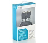 DIGITUS USB a 2x Adaptador Serie, Conversor RS232, USB 2.0 Tipo-A a 2x DSUB 9M, chipset FTDI, cable de conexión de 1,5m