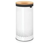 Brabantia - Cubo para la ropa sucia - Tapa de corcho - Bolsa portátil para la ropa sucia en el interior - Apertura rápida - Fondo que no se raya - Resistente a la corrosión - Blanco - 35L