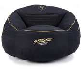 Woxter Stinger Puff Gaming - Ergonómico, Sillón para Juegos, Relleno Incluido, Tela Antimanchas y Transpirable, (Black & Golden)