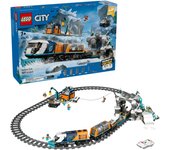 LEGO City Tren Expreso Polar Ártico de los Exploradores - Tren de Juguete Teledirigido - Quitanieves, 22 Tramos de Vías, 6 Minifiguras y Función Caída de Rocas - Regalo para Niños de 7+ Años 60470