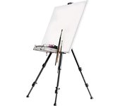 Walimex pro Caballete L 50-165cm, aluminio, adecuado como caballete de estudio, caballete de mesa y caballete de campo para lienzos de hasta HxD: 122x4cm, hasta 6 kg, con bolsa