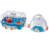 Ferplast Jaula para hámsteres COMBI 2, Casita para pequeños roedores, Plástico robusto, Techo con rejilla abrible, Tubos gimnasio y accesorios incluidos, 79,5 x 29,5 x h 26,3 cm Azul