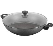 BALLARINI Ferrara Granitium 75002-477 - Wok grande antiadherente con tapa de cristal, 36 cm, color negro