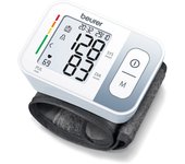 Beurer BC28 - Monitor digital de presión arterial de muñeca totalmente automático (blanco)/indicador de riesgo, pantalla LCD, máquina portátil BP