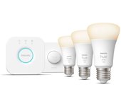 Philips Hue White Kit de inicio: 3 bombillas inteligentes E27 (1100) + botón inteligente