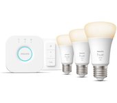 Philips Hue White Kit de inicio: 3 bombillas inteligentes E27 (1100) + regulador de intensidad