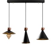 Wonderlamp Regleta de techo 3 luces negro y cobre