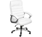 Tectake Silla de oficina paul poli piel blanco