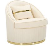Mauro Ferretti Sillón de tela beige y metal dorado ø cm 75x80