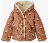 VERTBAUDET Chaqueta acolchada reversible con capucha para niña avellana