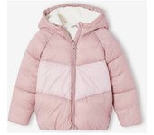VERTBAUDET Chaqueta acolchada con capucha colorblock para niña malva
