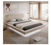 Cama de matrimonio flotante Diana con colchón en color beige (150x190cm)