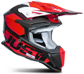 Just1 Casco de Cross  J18 F Hexa Rojo-Blanco-Negro-Titanio