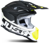 Just1 Casco de Cross  J18 F Hexa Negro-Gris-Amarillo Fluo-Blanco