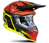 Just1 Casco de Cross  J39 Poseidon Negro-Amarillo Fluo-Rojo