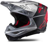 Alpinestars Casco de Cross  Supertech S-M10 Flood Plateado-Negro-Rojo