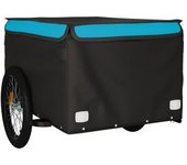 vidaXL Remolque De Carga Para Bicicleta Hierro Negro Y Azul 45 Kg