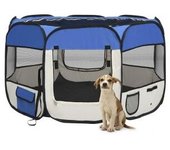 vidaXL Parque De Perros Plegable Y Bolsa Transporte Azul 110x110x58cm
