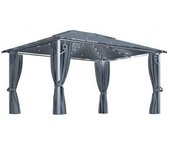 vidaXL Cenador Cortina Y Tira De Luz Led Aluminio Antracita 400x300cm