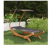vidaXL Tumbona Con Dosel Madera Curvada Gris Antracita 100x190x134 Cm