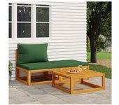 vidaXL Set De Muebles Para Jardín 3 Piezas Con Cojines Madera Acacia