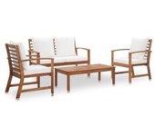 vidaXL Muebles De Jardín 4 Piezas Con Cojines Madera Maciza De Acacia