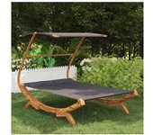 vidaXL Tumbona Con Dosel Madera Curvada Gris Antracita 165x203x138 Cm