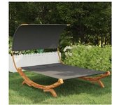 vidaXL Tumbona Con Dosel Madera Curvada Gris Antracita 165x203x126 Cm