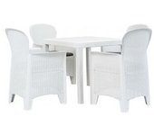 vidaXL Mesa Y Sillas De Jardín 5 Piezas Plástico Blanco Aspecto Ratán