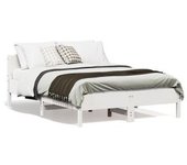 vidaXL Estructura De Cama Con Cabecero Madera Pino Blanco 135x190 Cm
