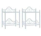 vidaXL Mesitas De Noche Acero Vidrio Templado 45x30.5x60cm Blanco 2uds