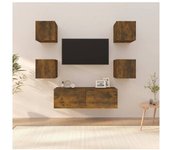 vidaXL Juego De Muebles De Pared Para Tv Contrachapado Roble Ahumado