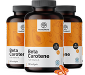 HealthyWorld® 3x Beta-caroteno 25.000 UI, en total 540 cápsulas blandas