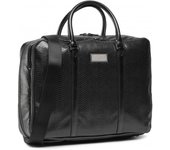Guess, Leather Briefcase, maletín de cuero para hombre, con compartimento para laptop, color negro, 40 x 30 x 9 cm, elegante y funcional