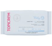 Topicrem - Baby, Toallitas de bebé con agua - Limpia, protege, refresca cara, manos y asiento - 99% agua, fibra 100% de origen vegetal, sin perfume, fabricación francesa - 60 toallitas
