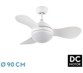 Ventilador dc solido 24w blanco 3aspas 91d 2640lm 3000k,4000k,6500k remoto+memoria+temporizador