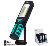 Linterna led de trabajo foton 3en1 encendido+2cob+emergencia 300lm base magnetica y gancho giratorio