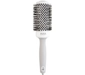 Olivia Garden Expert Blowout Shine - Blanco & Gris - 45 - Cepillo redondo de cerámica antiestática para un secado brillante y sin encrespamiento
