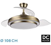 FABRILAMP Ventilador de techo industrial blanco, 60W, aspas de 140 cm, con controlador de pared, ideal para ventilación en espacios amplios.