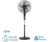 Ventilador de pie rayo gris/negro 3 vel.60w.5 asp 43d c/ remoto y temporizador 0,5h-7,5h