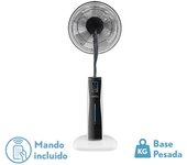 Ventilador de pie corvo blan/negro 3 vel.75w.5asp nebulizador 125x43x40cm remoto y temporizador, tanque de agua 2l